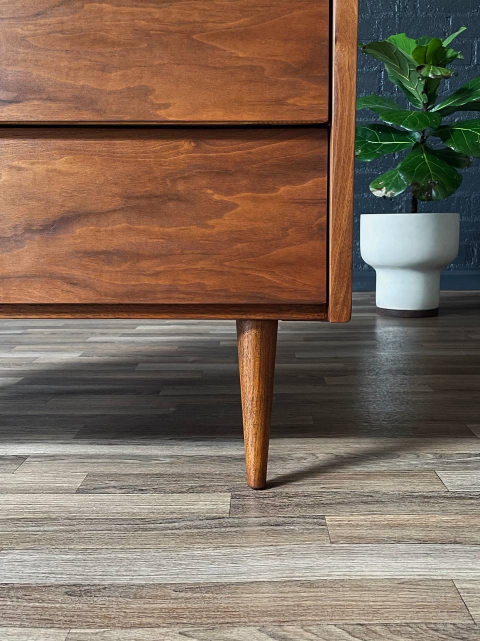 Newly Refinished - Mid-Century Modern Walnut Highboy Dresser by Ward Furniture 3