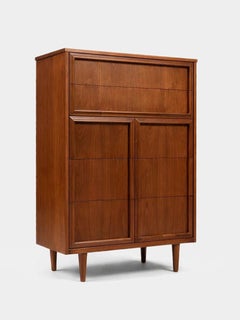 Newly Refinished - Mid-Century Modern Walnut Highboy Dresser