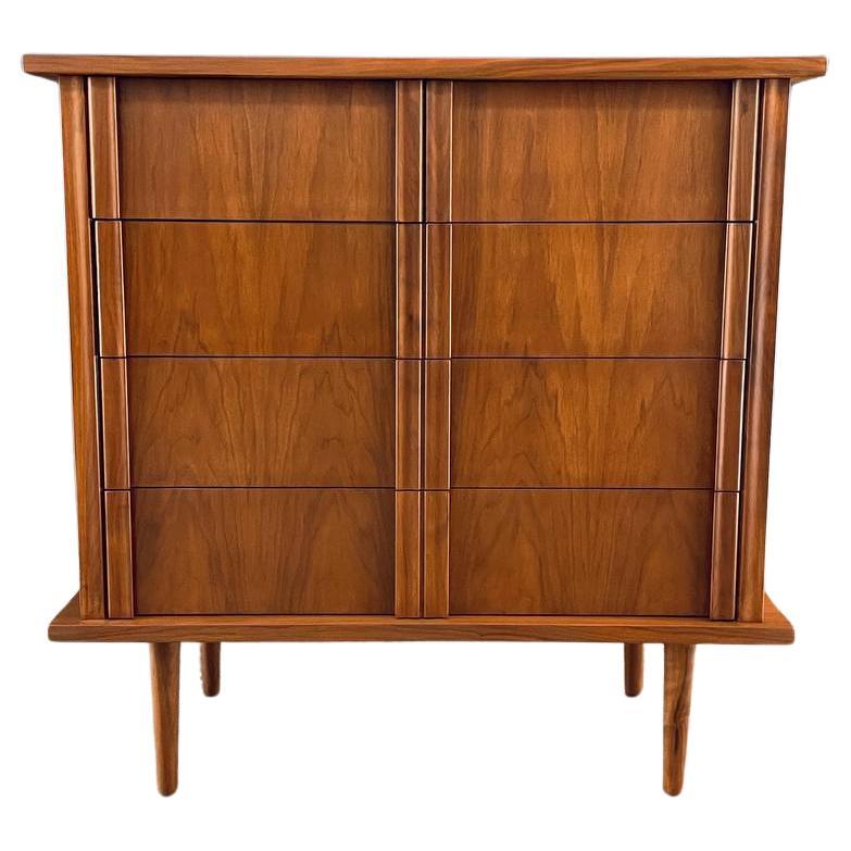 Newly Refinished - Mid-Century Modern Walnut Highboy Dresser 