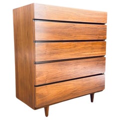 Newly Refinished - Mid-Century Modern Walnut Highboy Dresser