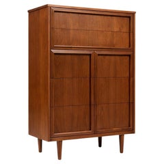 Newly Refinished - Mid-Century Modern Walnut Highboy Dresser