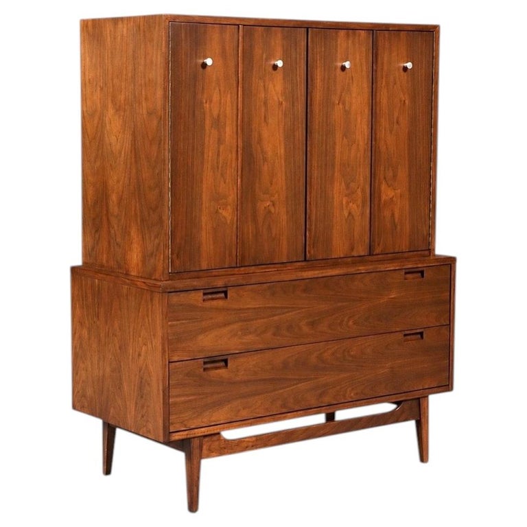 Newly Refinished - Mid-Century Modern Walnut Highboy Dresser