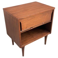 Newly Refinished - Mid-Century Modern Walnut Night Stand with Bookcase