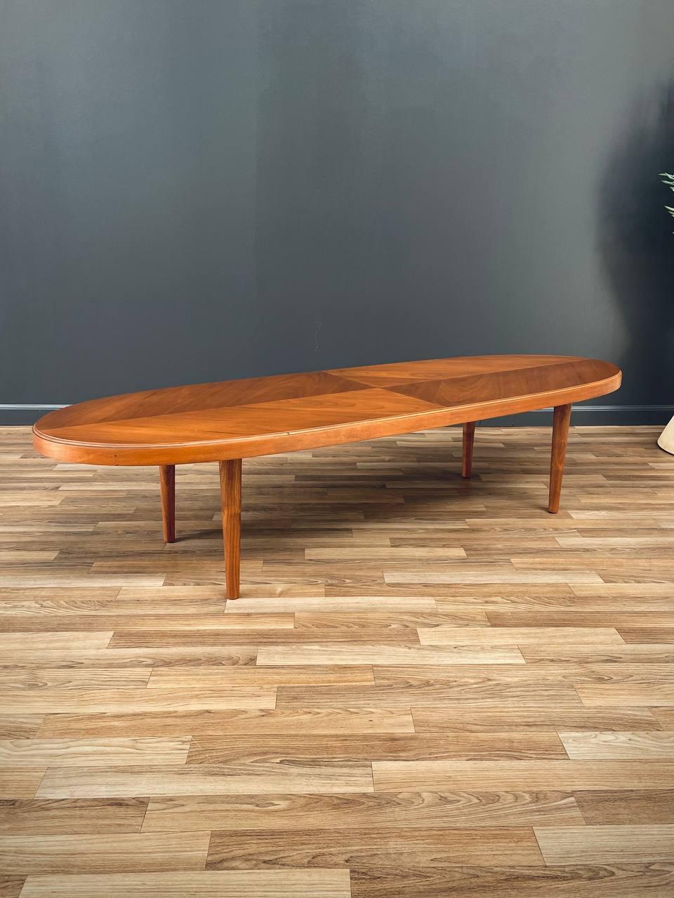 American Newly Refinished - Mid-Century Modern Walnut Oval Coffee Table For Sale