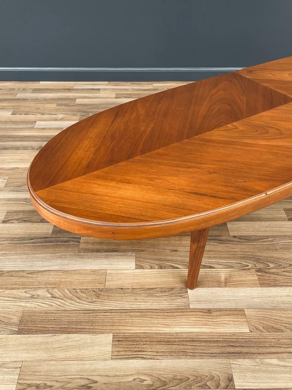 Newly Refinished - Mid-Century Modern Walnut Oval Coffee Table 2