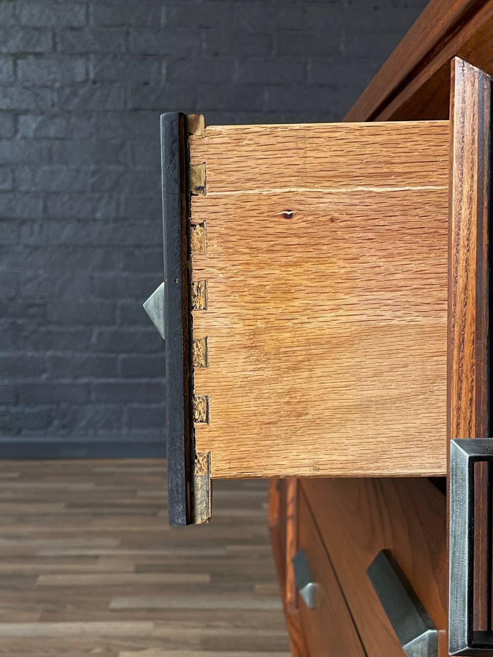 Newly Refinished - Mid-Century Modern Walnut & Rosewood Credenza For Sale 4