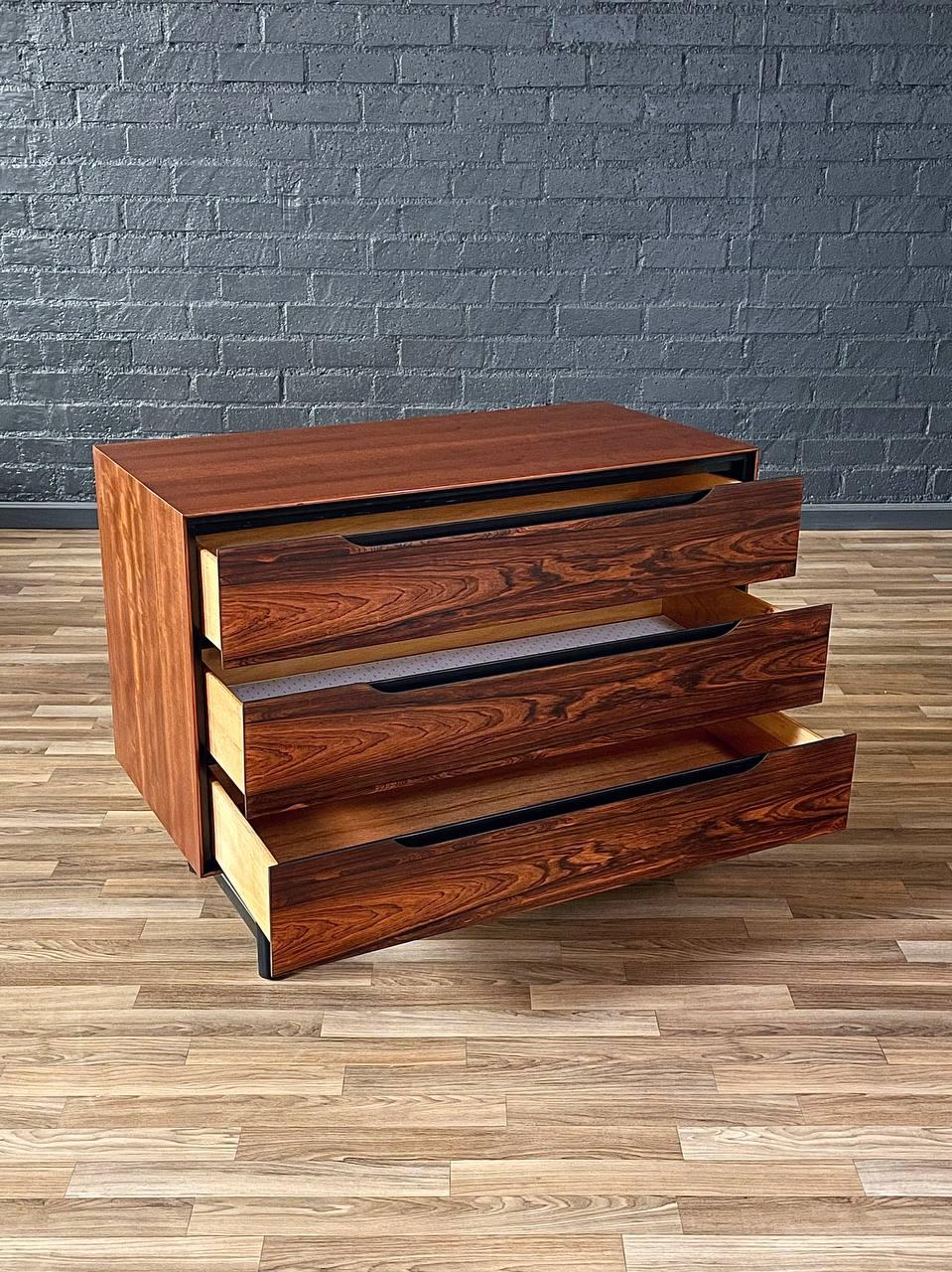 American Newly Refinished - Mid-Century Modern Walnut & Rosewood Dresser by Stanley For Sale