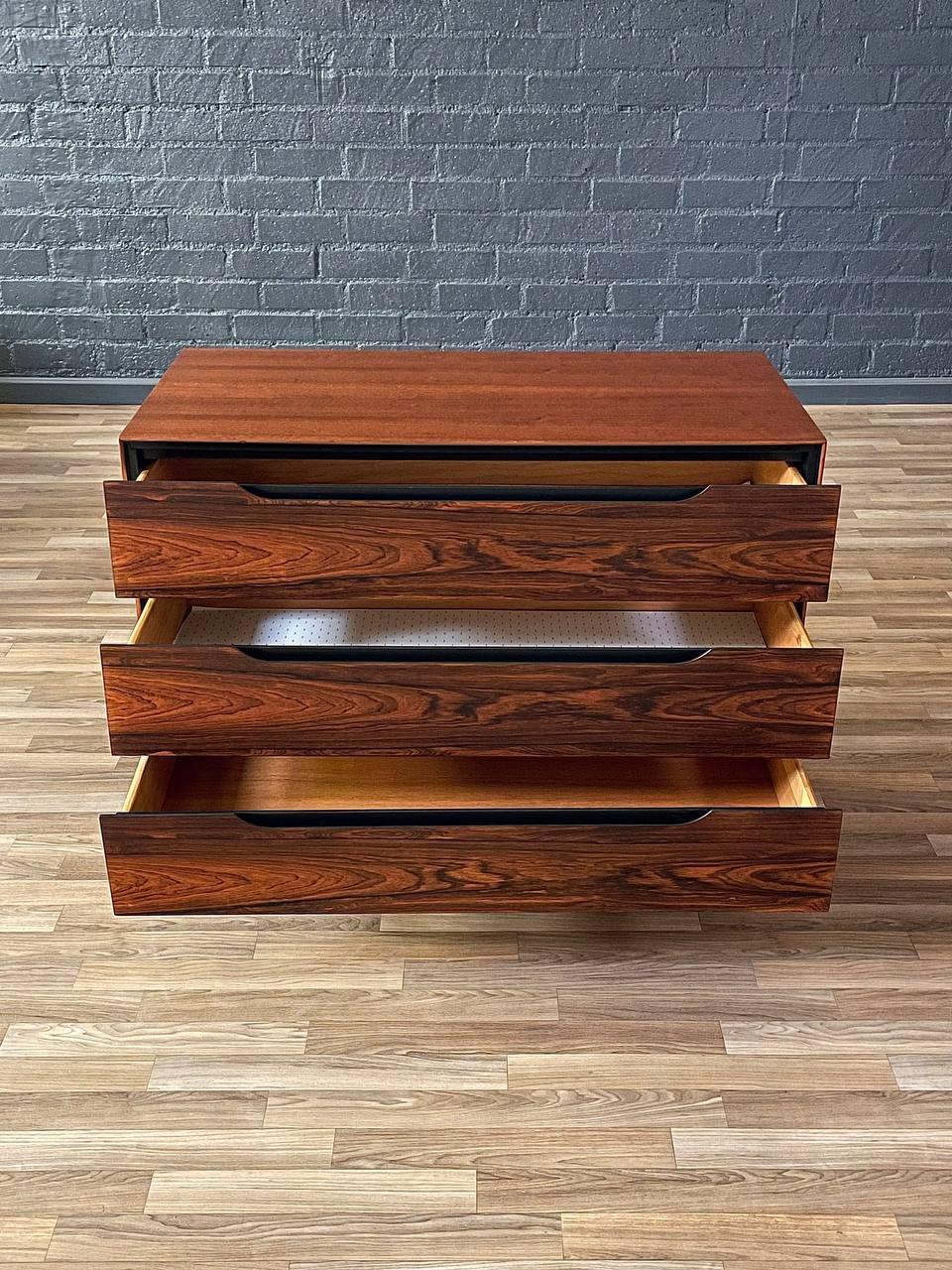 Mid-20th Century Newly Refinished - Mid-Century Modern Walnut & Rosewood Dresser by Stanley For Sale