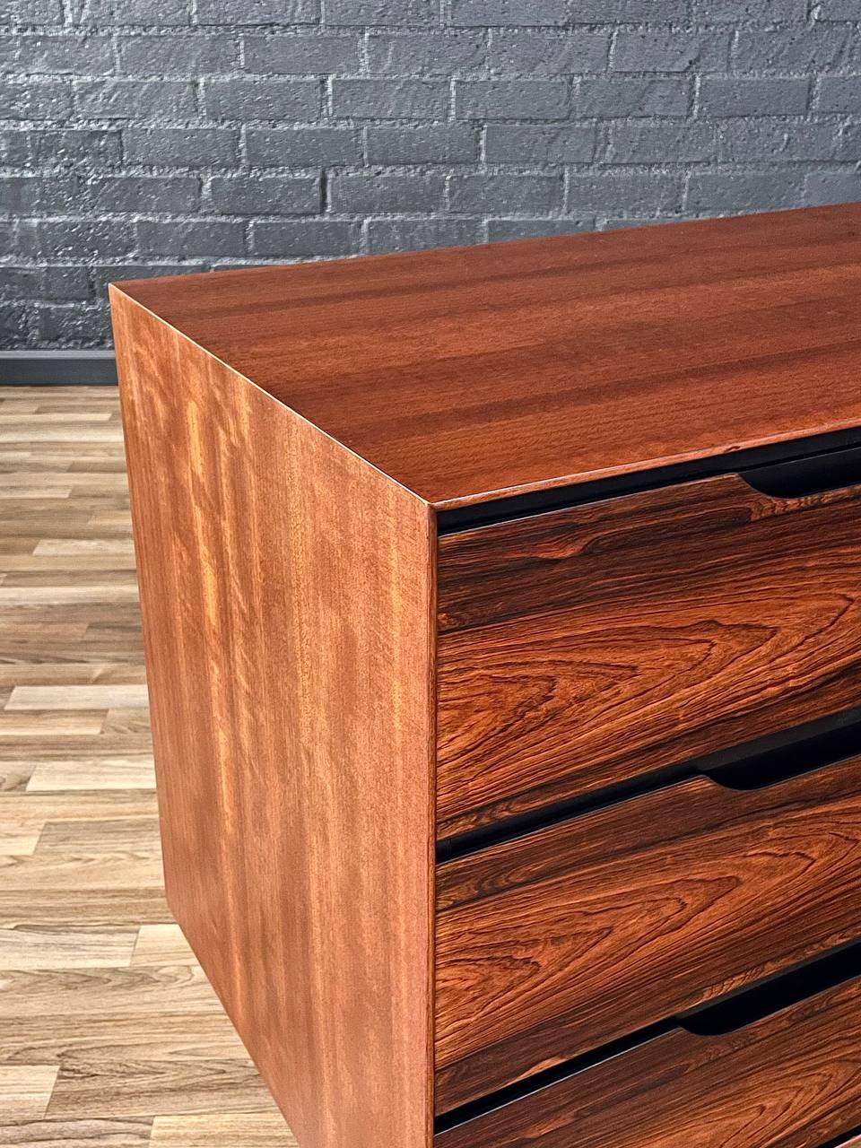 Newly Refinished - Mid-Century Modern Walnut & Rosewood Dresser by Stanley For Sale 1