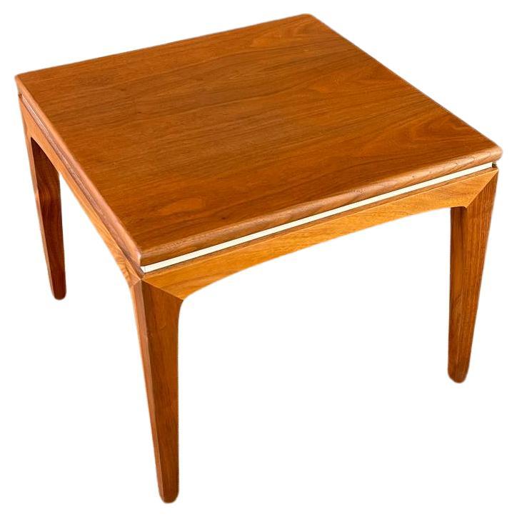 Newly Refinished - Mid-Century Modern Walnut Side Table with White Accent For Sale