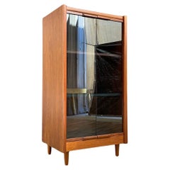 Newly Refinished - Mid-Century Modern Walnut & Smoke Glass Cabinet