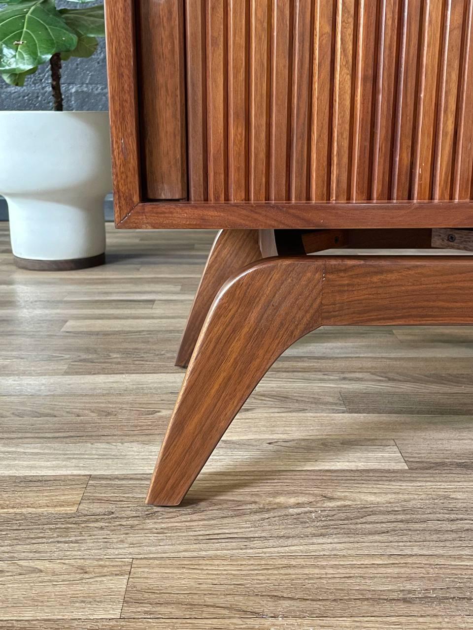 Newly Refinished - Mid-Century Modern Walnut Tambour-Door Night Stand 2