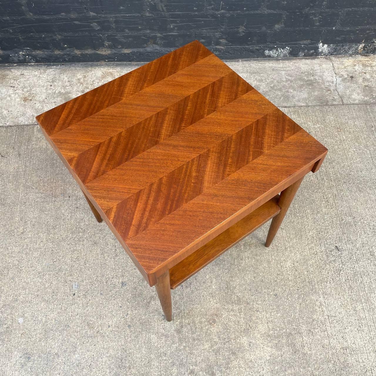 Mid-20th Century Newly Refinished - Mid-Century Modern Walnut Two-Tier Side Table by Lane