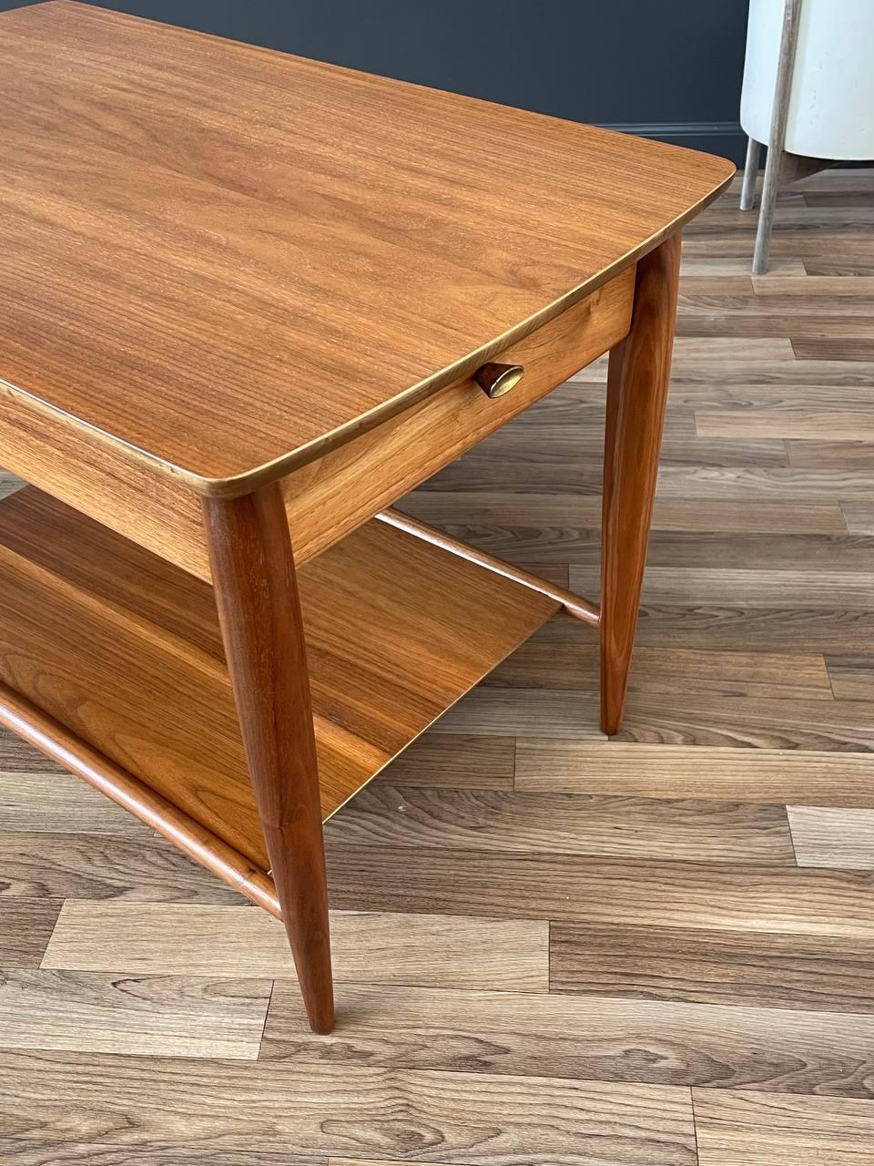 Newly Refinished - Mid-Century Modern Walnut Two-Tier Side Table by Mersman For Sale 1
