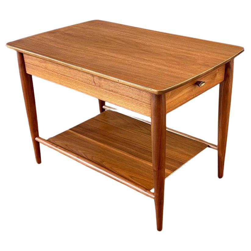 Newly Refinished - Mid-Century Modern Walnut Two-Tier Side Table by Mersman For Sale