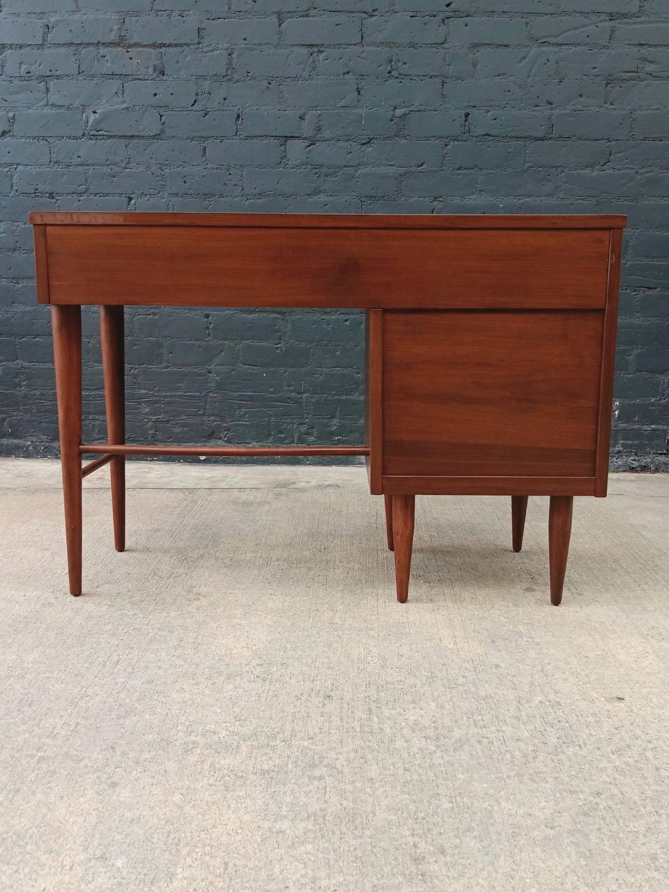 Newly Refinished - Mid-Century Modern Walnut Writing Desk by Harmony House For Sale 1