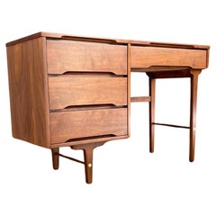 Vintage Newly Refinished - Mid-Century Modern Walnut Writing Desk by Stanley Furniture