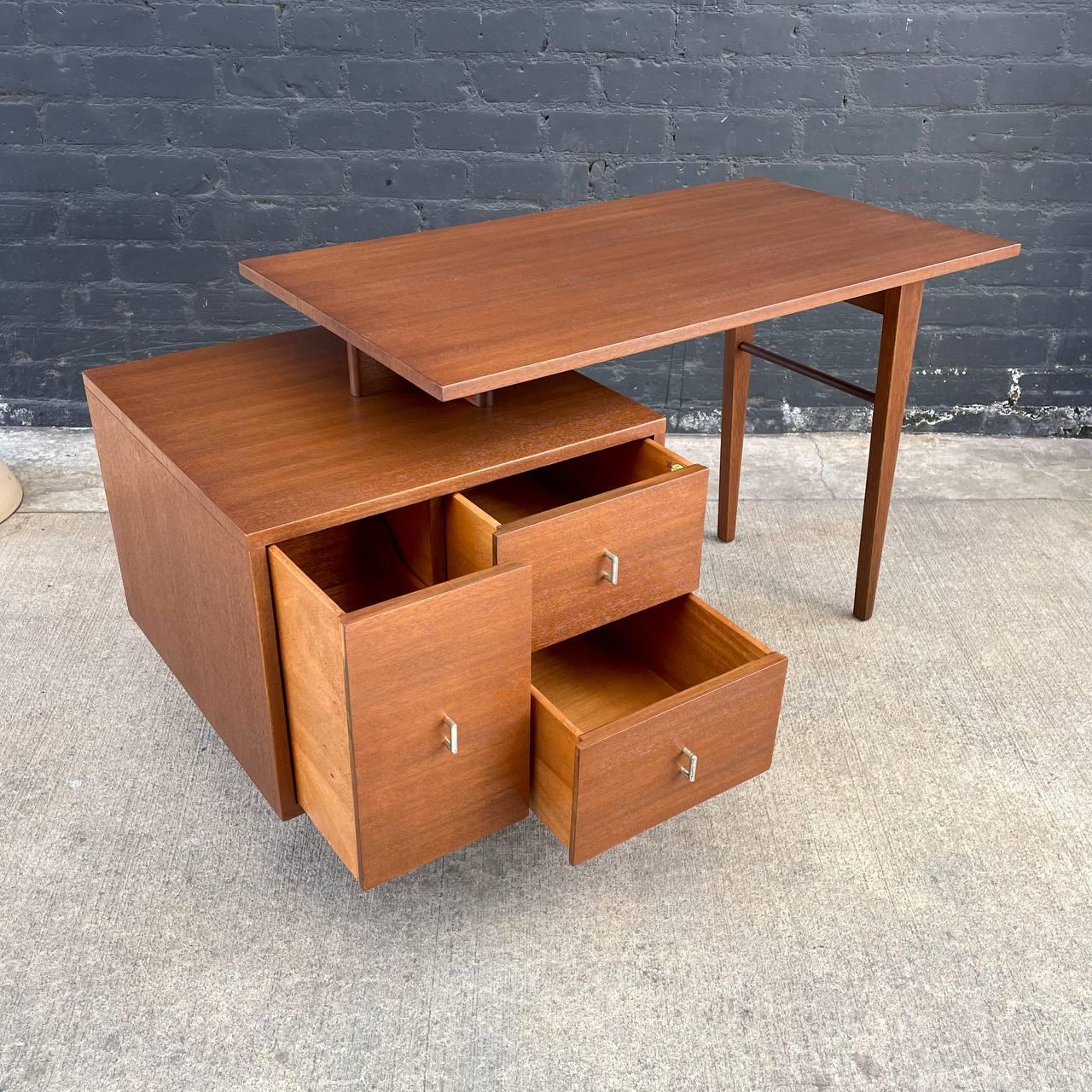 American Newly Refinished -Mid-Century Modern Writing Desk by John Keal for Brown Saltman