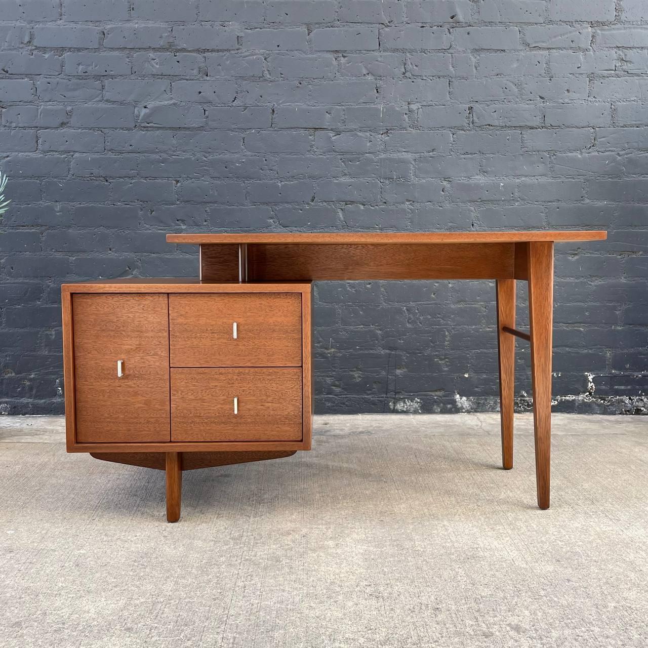 Mid-20th Century Newly Refinished -Mid-Century Modern Writing Desk by John Keal for Brown Saltman