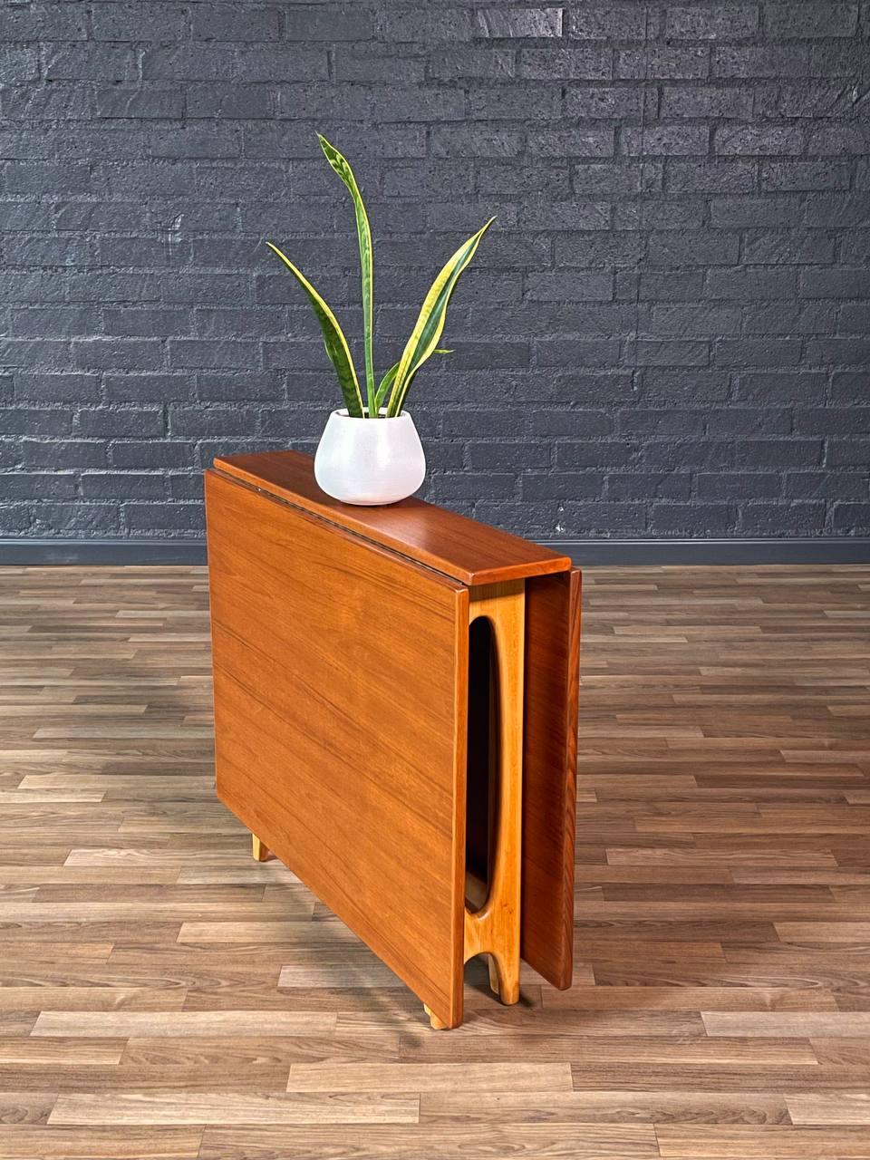 Mid-20th Century Newly Refinished-Mid-Century Norwegian Modern Teak, Birch Drop Leaf Dining Table For Sale