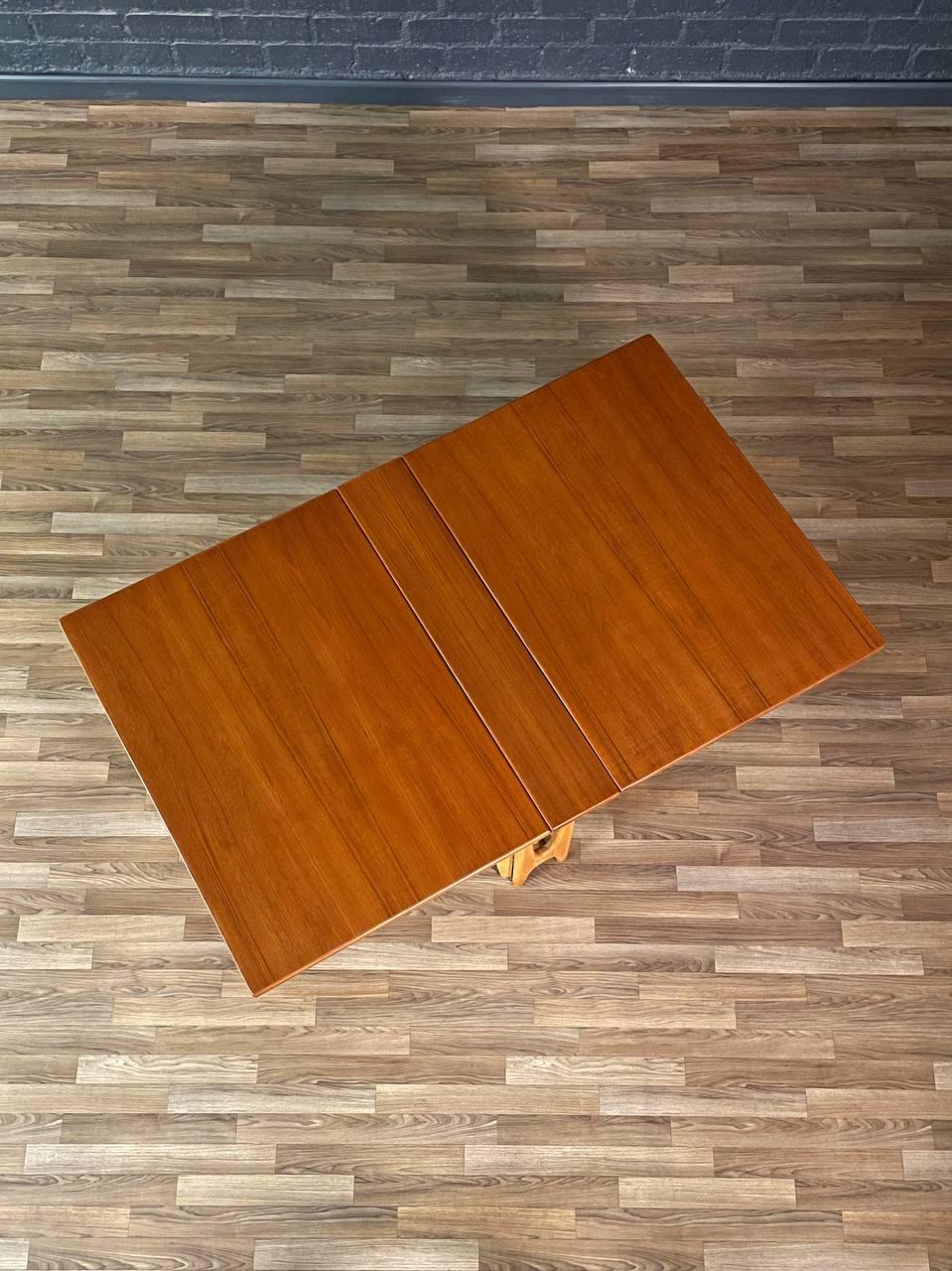 Newly Refinished-Mid-Century Norwegian Modern Teak, Birch Drop Leaf Dining Table For Sale 3