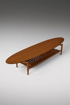 Newly Refinished - Mid-Century Surfboard Style & Floating Top Coffee Table