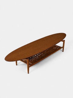 Newly Refinished - Mid-Century Surfboard Style & Floating Top Coffee Table