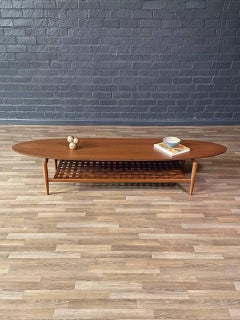 Newly Refinished - Mid-Century Surfboard Style & Floating Top Coffee Table