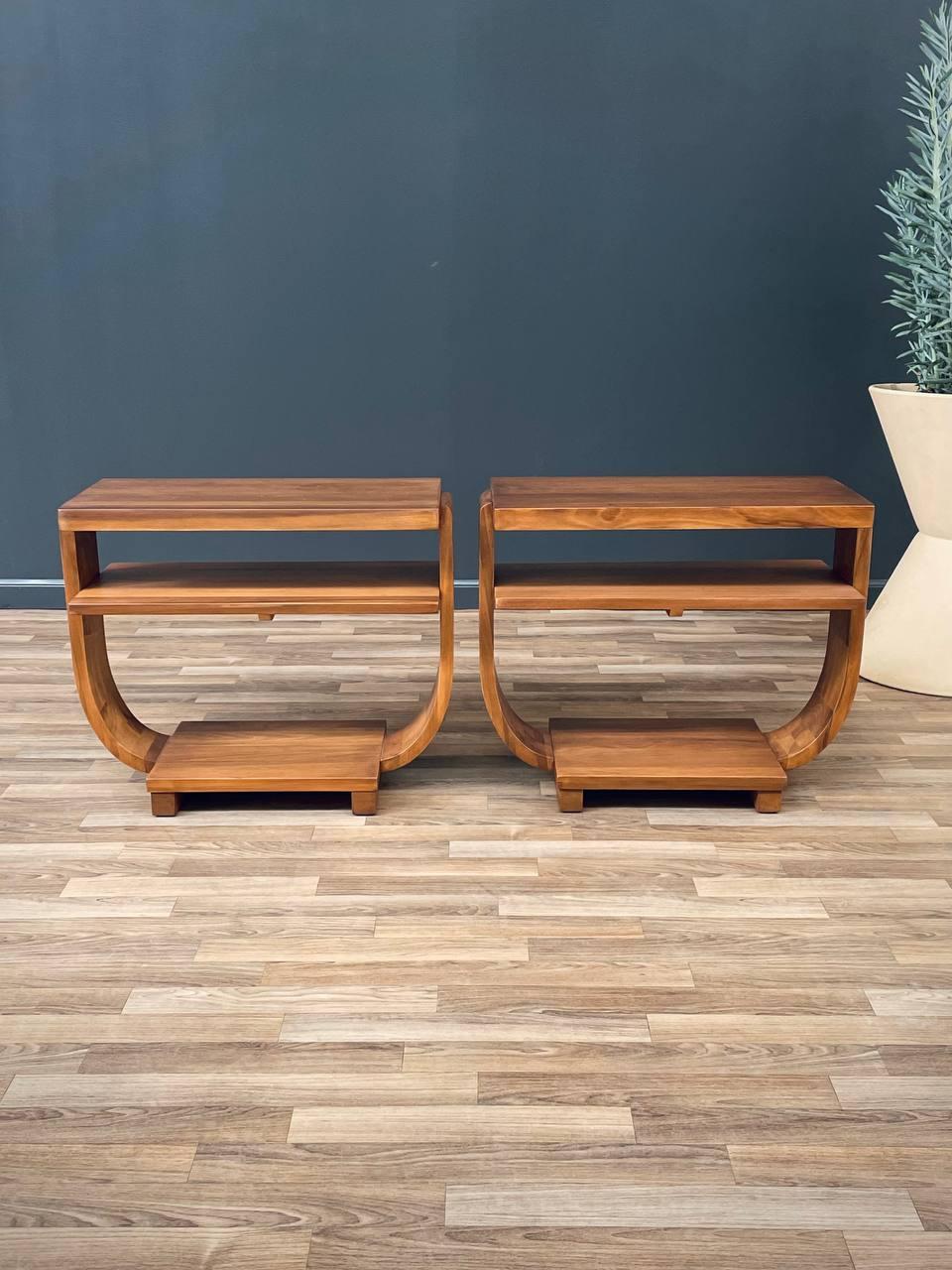 American Newly Refinished - Pair of Art Deco Side Tables by Gilbert Rohde 