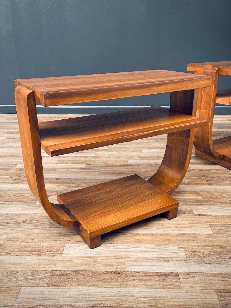 Maple Newly Refinished - Pair of Art Deco Side Tables by Gilbert Rohde 