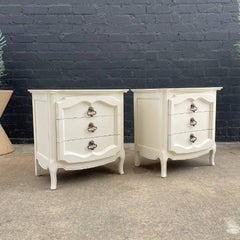 Newly Refinished - Pair of French Provincial Style Cream Painted Night Stands