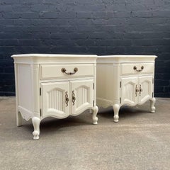 Newly Refinished - Pair of French Provincial Style Cream Painted Night Stands