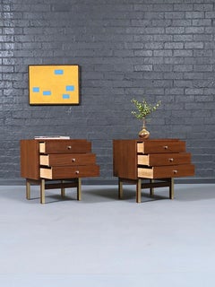 Newly Refinished - Pair of Mid Century Modern 3-Drawer Night Stands