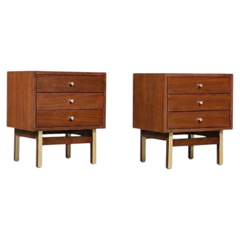 Newly Refinished - Pair of Mid Century Modern 3-Drawer Night Stands