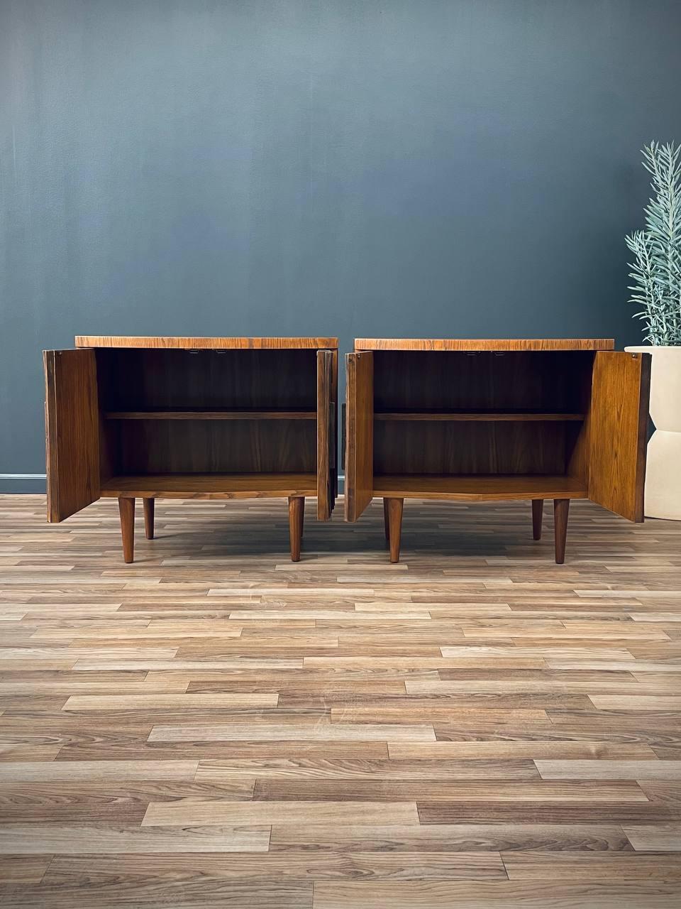 American Newly Refinished - Pair of Mid-Century Modern Brutalist Night Stands by Lane