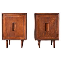 Newly Refinished - Pair of Mid-Century Modern Geometric Night Stands