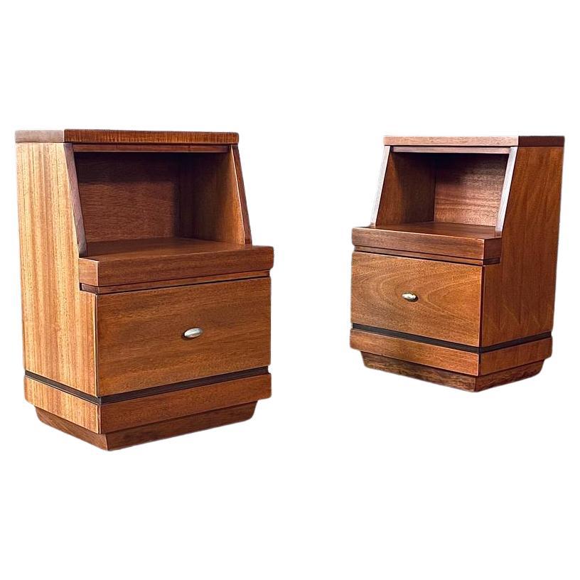 Newly Refinished - Pair of Mid-Century Modern Night Stands w/ Bookcase
