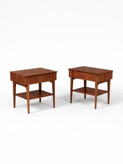 Newly Refinished - Pair of Mid-Century Modern Night Stands w/ Bookshelf