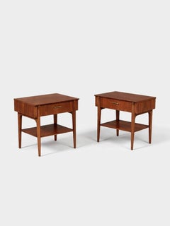 Newly Refinished - Pair of Mid-Century Modern Night Stands w/ Bookshelf