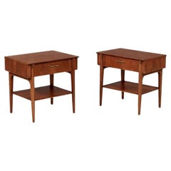 Newly Refinished - Pair of Mid-Century Modern Night Stands w/ Bookshelf