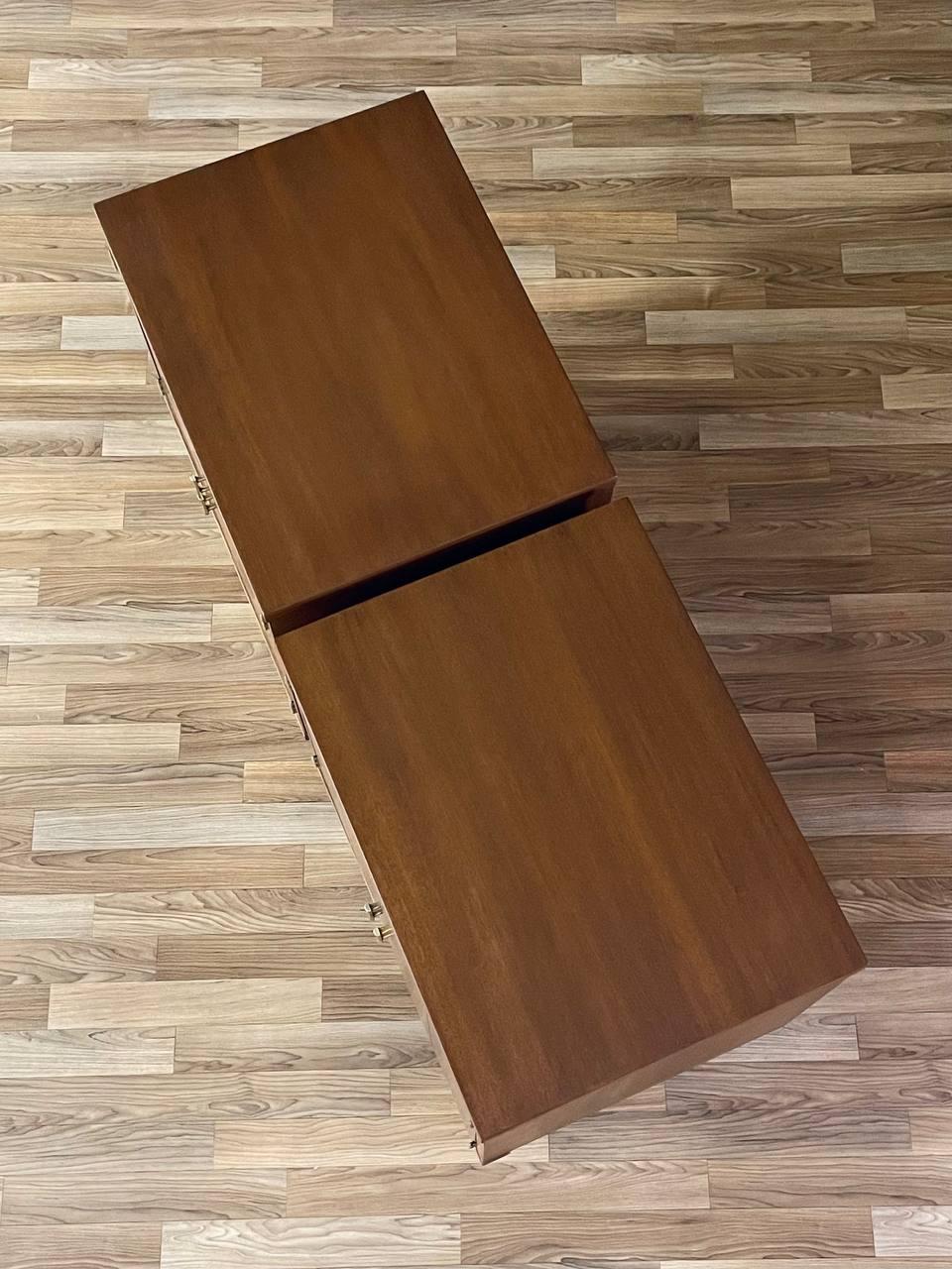 Newly Refinished - Pair of Mid-Century Modern Night Stands with Brass Accents 2