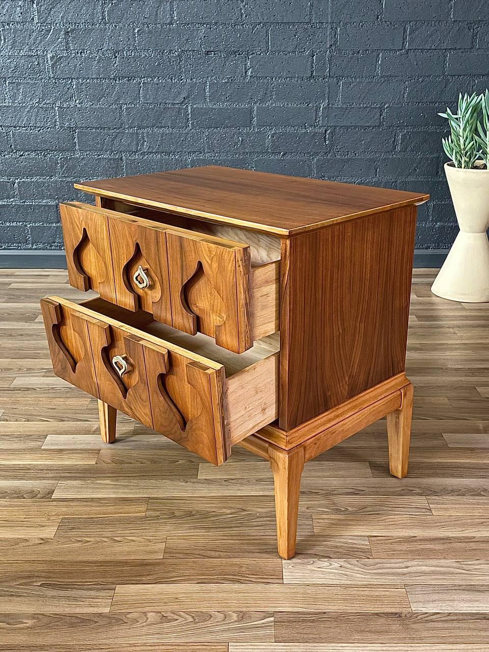 Newly Refinished - Pair of Mid-Century Modern Oak & Walnut Night Stands 1
