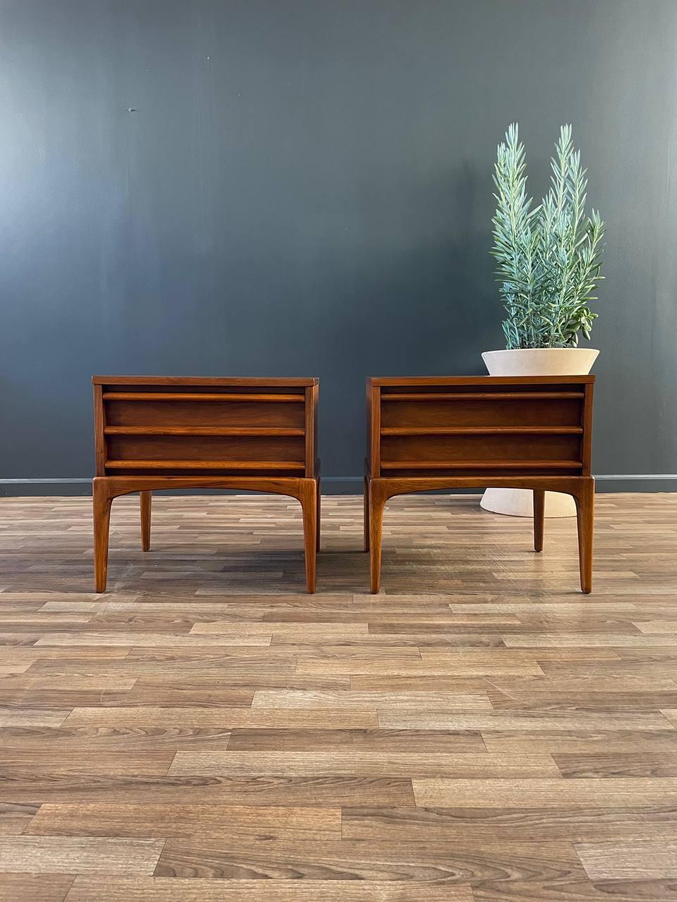 Mid-20th Century Newly Refinished - Pair of Mid-Century Modern “Rhythm” Night Stands by Lane