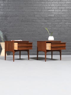 Newly Refinished - Pair of Mid-Century Modern “Rhythm” Walnut Night Stands