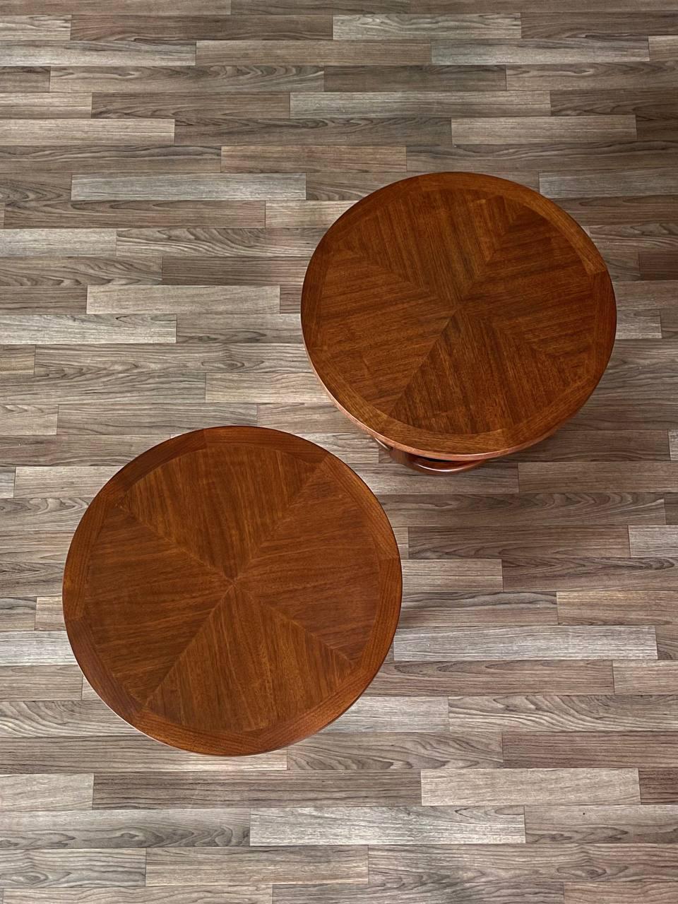Newly Refinished -Pair of Mid-Century Modern “Rhythm” Walnut Side Tables by Lane For Sale 1
