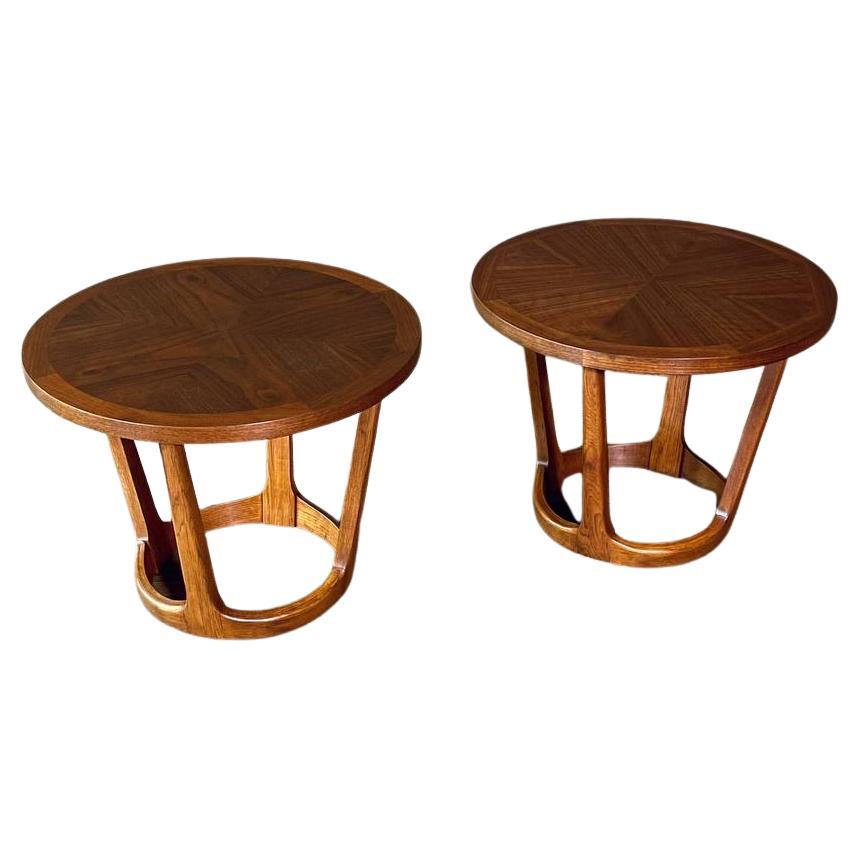 Newly Refinished - Pair of Mid-Century Modern “Rhythm” Walnut Side Tables For Sale