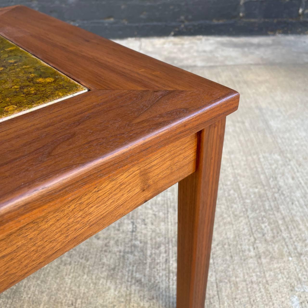 Newly Refinished - Pair of Mid-Century Modern Tile Top Side Tables by John Keal  For Sale 5