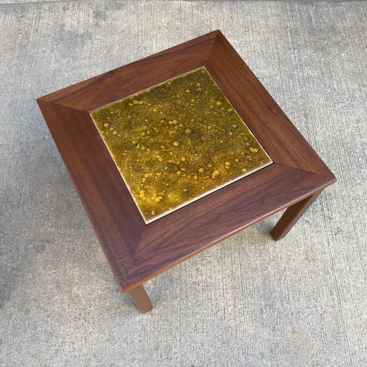 Mid-20th Century Newly Refinished - Pair of Mid-Century Modern Tile Top Side Tables by John Keal  For Sale