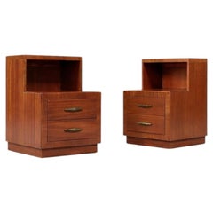 Newly Refinished - Pair of Mid-Century Modern Tier Night Stands by Bookcase