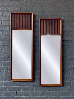 Newly Refinished-Pair of Mid-Century Modern “Tower Suite” Rosewood Pecan Mirrors